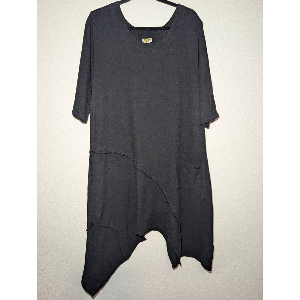 Tunic Top Dress M Black Excellent Lagenlook Cotton Gauze Artsy Minimalist